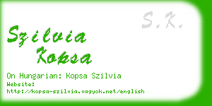 szilvia kopsa business card